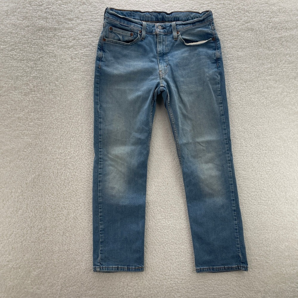 Levis 514 Jeans Mens 32x30 Blue Straight Fit Medium Wash Denim Faded Grunge